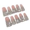 Long Duckbill Press-On Nails With Full Rhinestone Sparkle French Design Handmade Artificial Tips Women