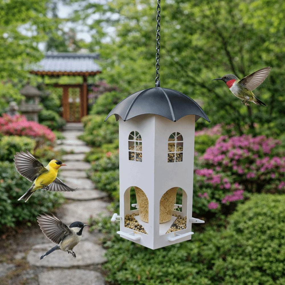 Waterproof Castle Bird Feeder Hollow Bird Feeding Station Creative Hanging Bird Feeder  Patio