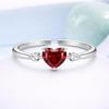 Heart Cut Red CZ Three-Stone Adjustable Ring – 925 Sterling Silver