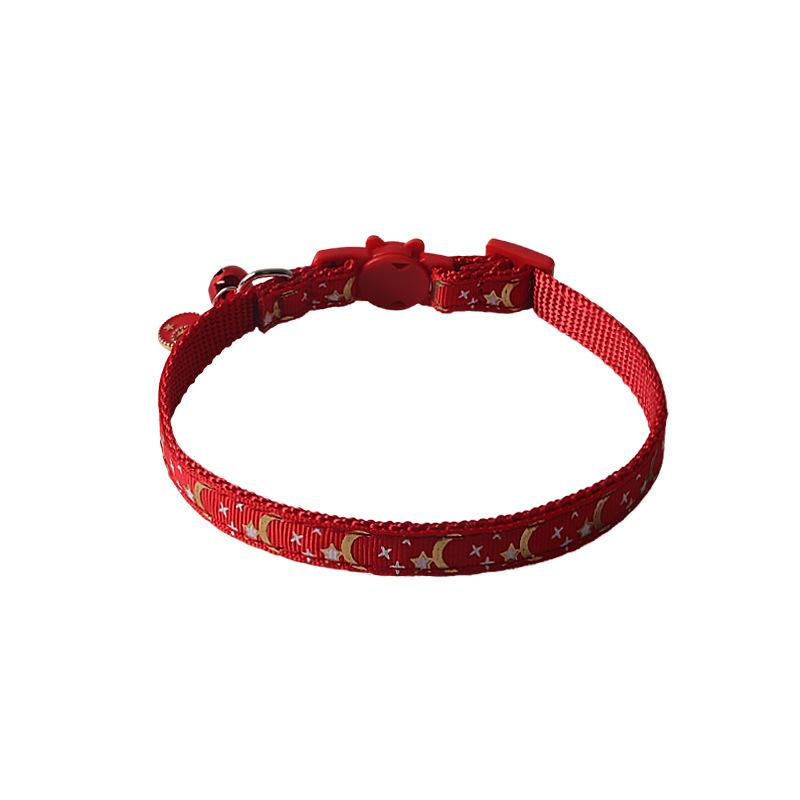 New Pet Dog Collar with Star Moon Pattern Gold Plated Buckle and Bell for Cats Dogs  Dog Harness and Leash Set Dogs Accessoires