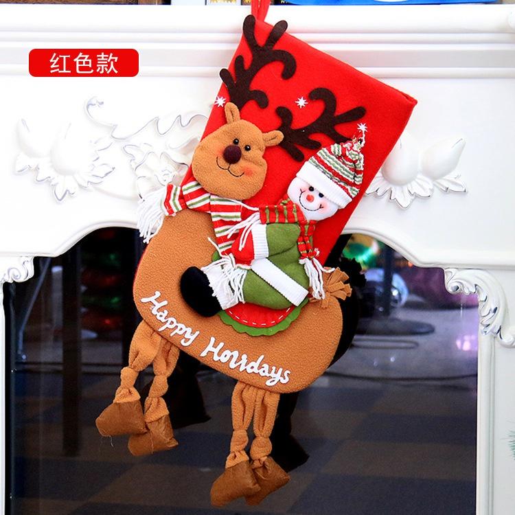 Christmas Decoration Riding Deer Old Man Snowman Gift Socks Children Christmas Gift Socks Window Pendant