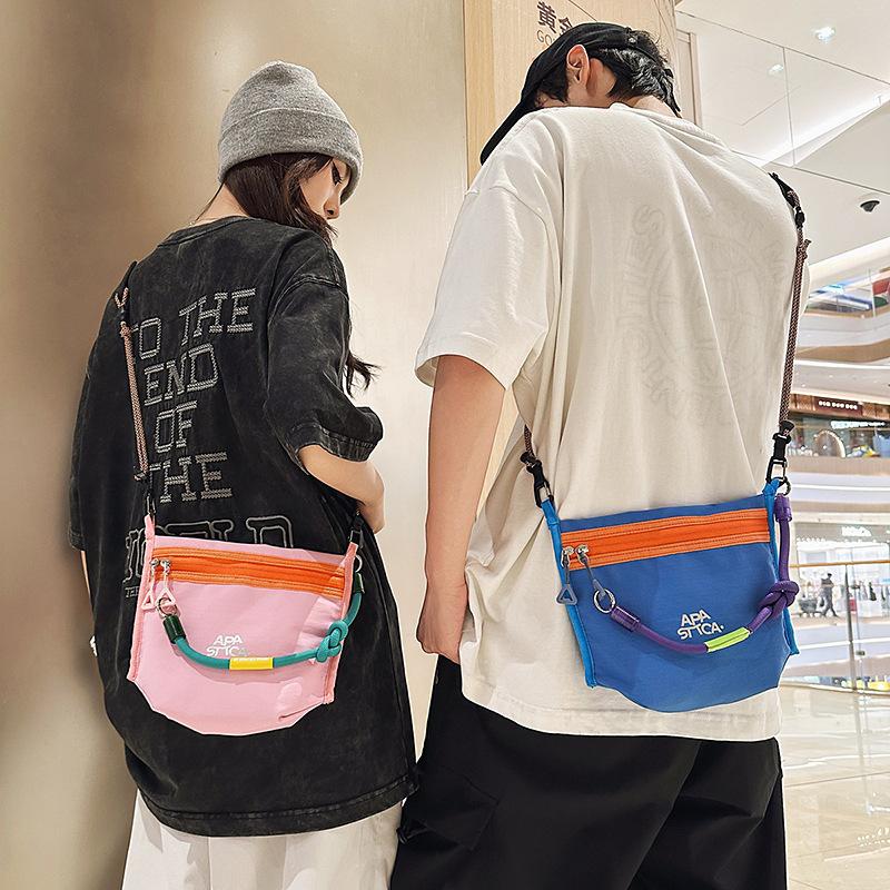 Schoolbag Women's Orange Mountain Hiking Locomotive Trendy Cool Color Matching Neutral Small Satchel Japanese And Korean Casual Shoulder Messenger Bag