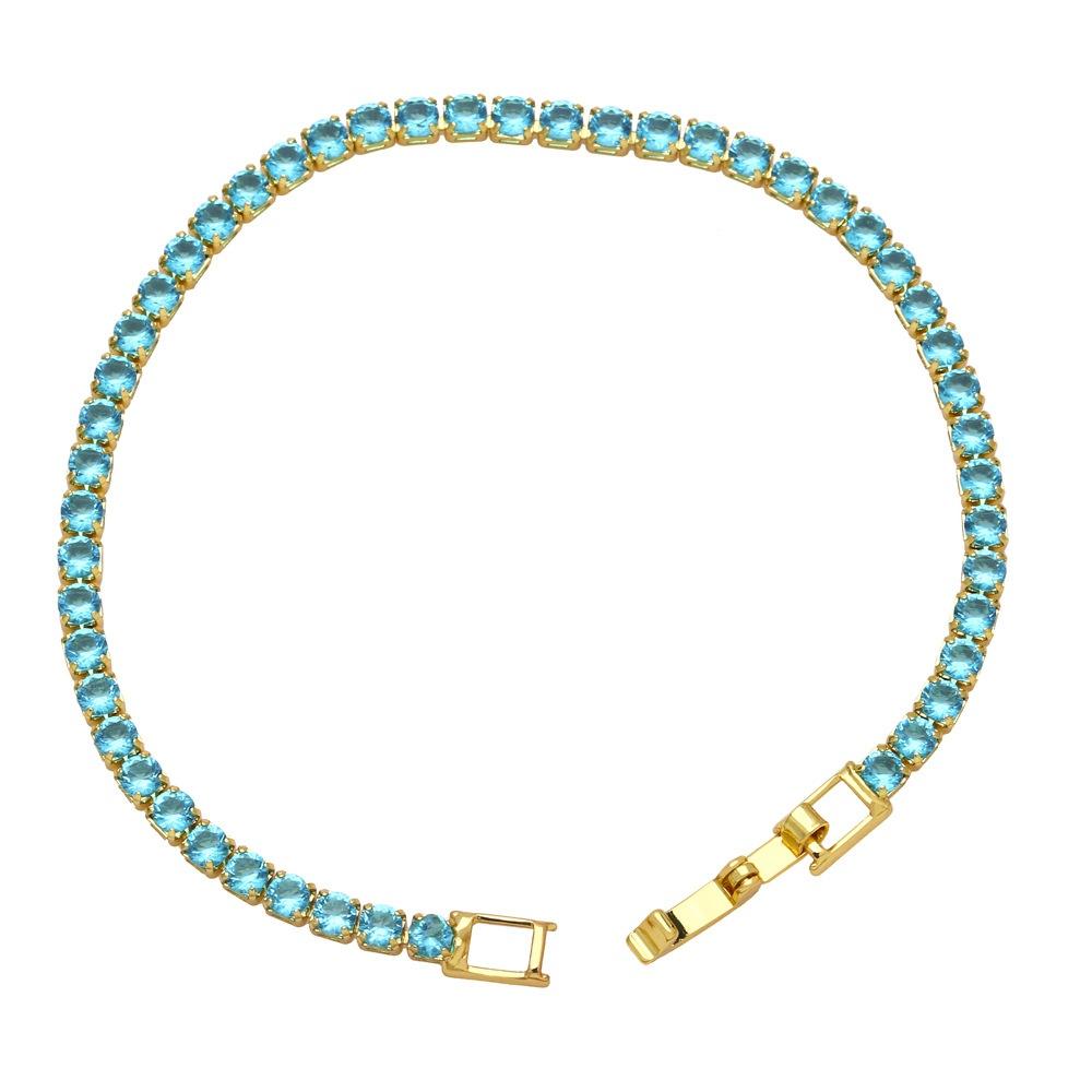 Charm Female Pink Blue Red Green Rainbow Blue Zircon Stone Round Bracelet Gold Color Wedding Jewelry For Women