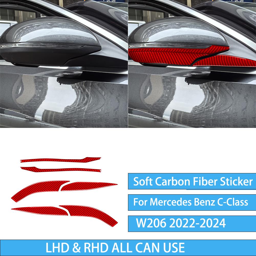 For Mercedes Benz C-Class W206 -2024 Auto Door Trim Seat Adjustment Red Carbon Fiber Decorative Car Accessory Sticker
