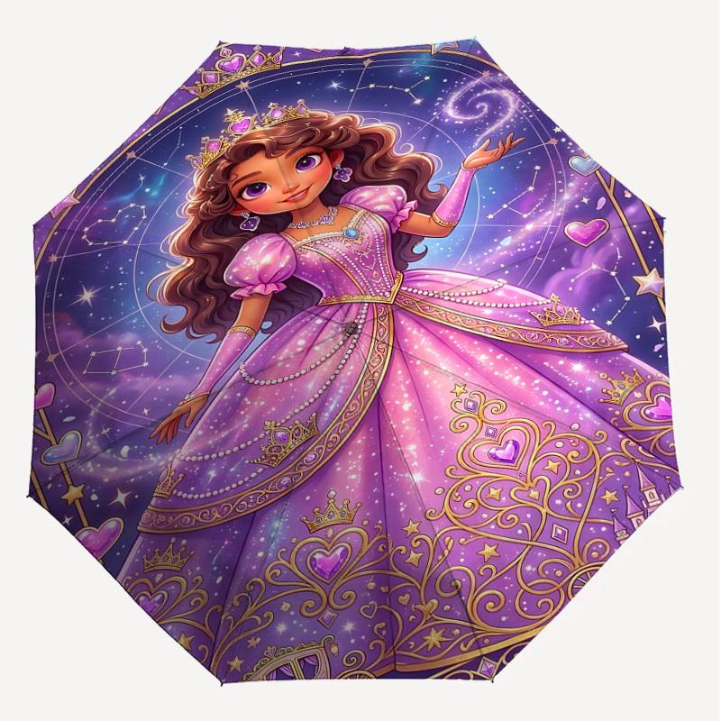 1PC Princess Castle Umbrella-8-Rib Reinforced, Automatic Open, Lightweight & Durable, Fashion Accessory for Outdoor, J0382