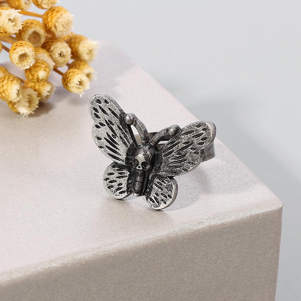Moth Butterfly Open Ring Adjustable Size Finger Ring Jewelry