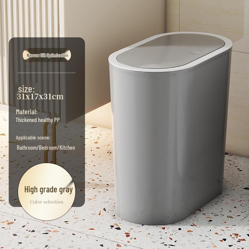 High-Value Stylish Gap-Fit Trash Can with Lid - Large Capacity for Bedroom & Bathroom