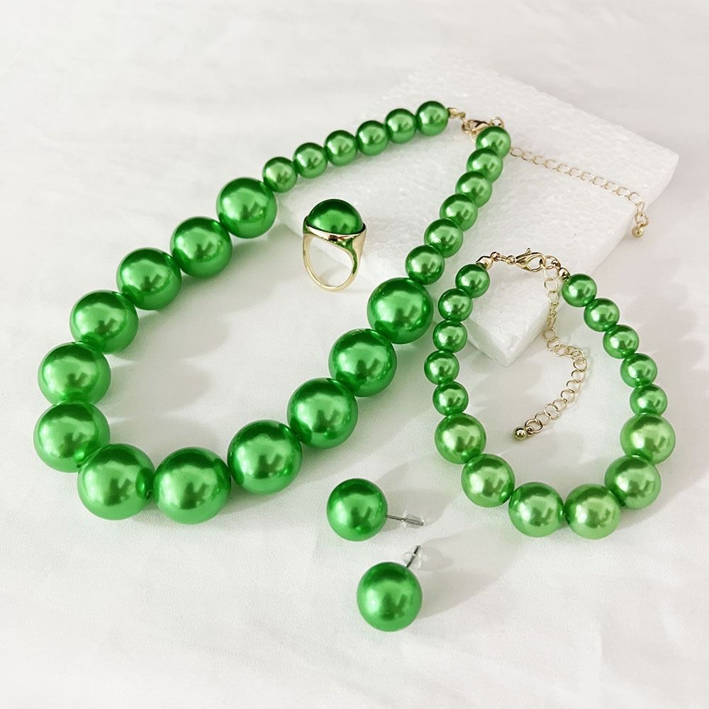 Vintage Style Necklace Bracelet Earring Ring Sets Light Luxury French Pearl Necklace Women