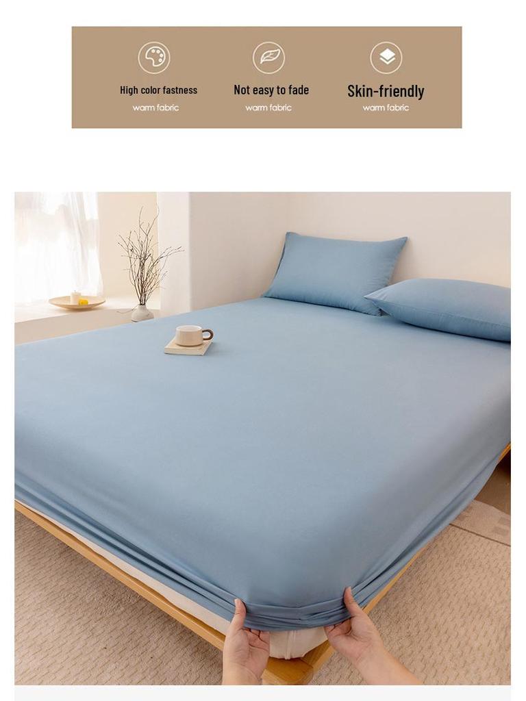 2025 Hudvänligt Bomulls Dra-på-lakan, Tvättat Borstat Enfärgat, Sommarkollektion - Alternativ för Enkelt och Tredelat tillgängliga