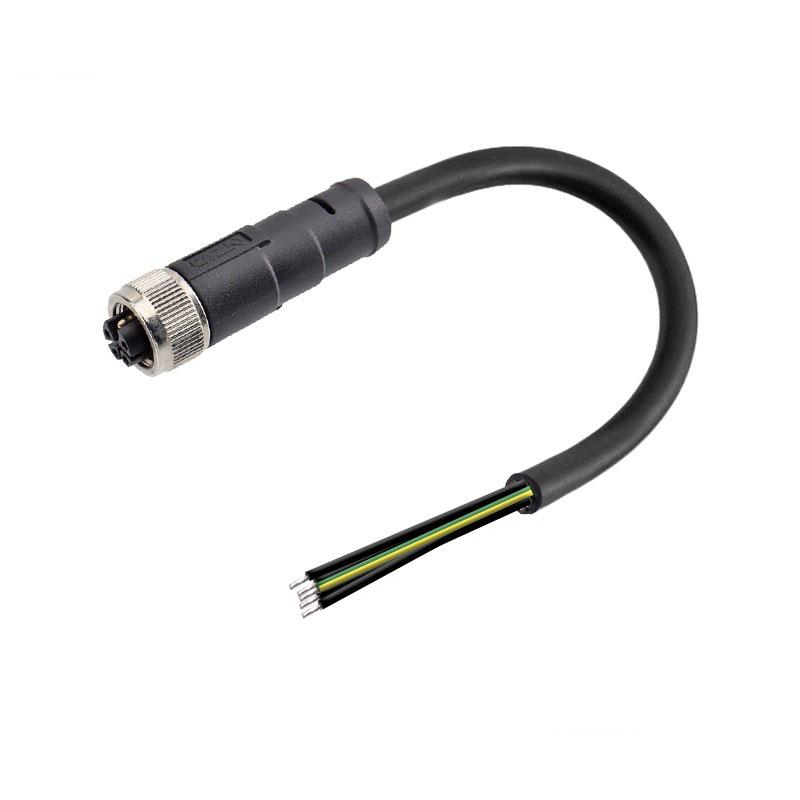 1m M12 Encoder Connector 2Pin 3Pin 4Pin 2+PE 3+PE 12A Power Signal Adapter K Code Aviation Male Female Plug Socket Panel Mount