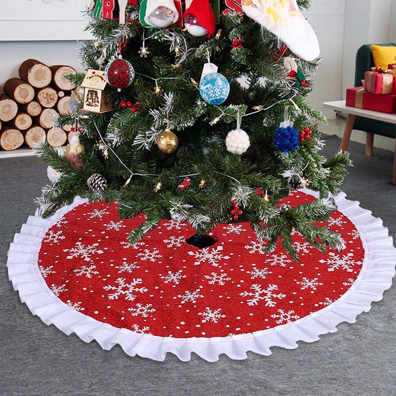 WTEMPO Christmas Tree Skirt Printed Xmas Tree Skirt Winter Christmas Tree Mat for Home Party Holiday Indoor Outdoor Activity Decorations