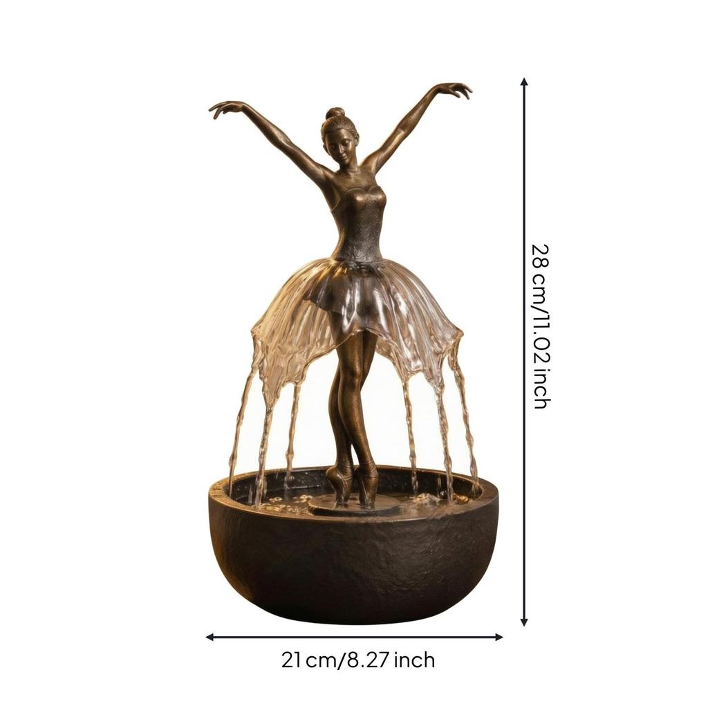 Sculptural Ballerina Water Fountain Calming Ornament Artistic for Office