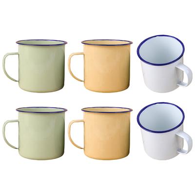 6 Pcs Small Cups Vintage Enamel Mug Coffee Drinking Tea Outdoor Water Travel