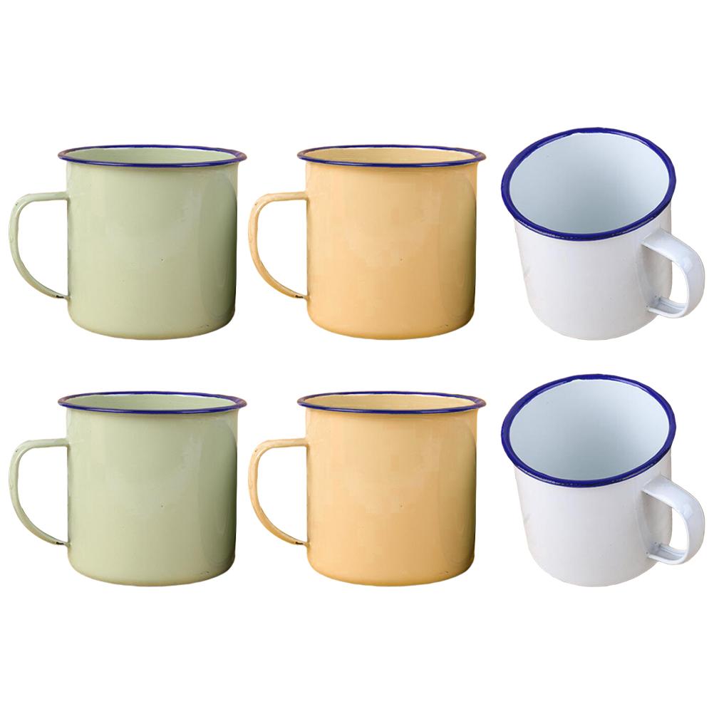 

6 Pcs Small Cups Vintage Enamel Mug Coffee Drinking Tea Outdoor Water Travel