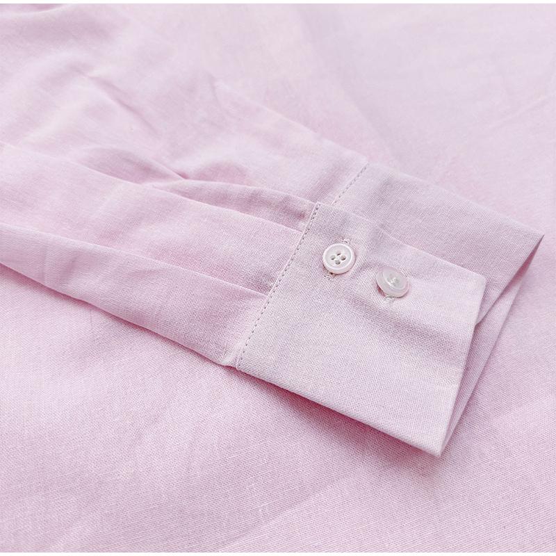 Women's Pure Cotton Shirt and Pants Set Casual Solid Color Women's Set V-neck Button Decoration Sweet Style Spring and Summer New Women's Clothing