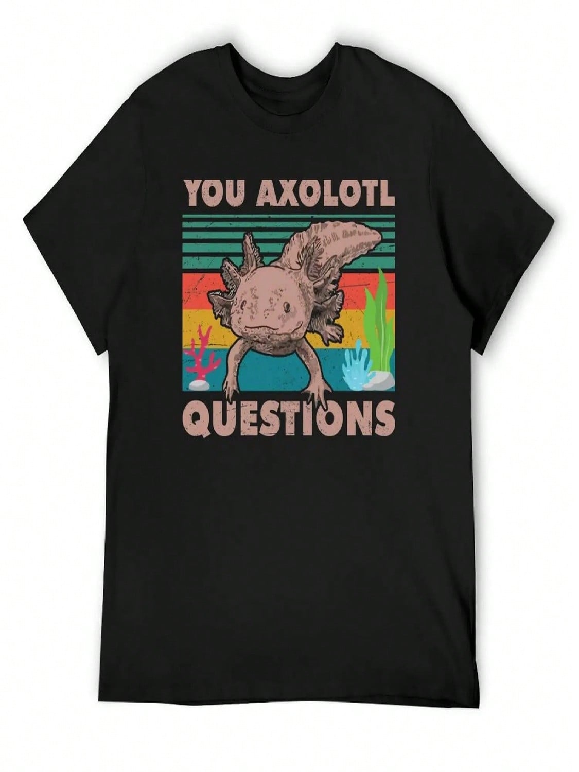 Funny Walking Fish You Axolotl Questions T-Shirt Funny Shirt Cotton Tops Summer Tops Sports Fans Funny T Shirts unisex S разноцветный