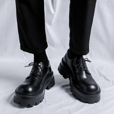 Atmungsaktive Männer Japan Karajuku Koreanischen Stil Streetwear Plattform Lederschuhe Männlichen Casual Business Kleid Leder Quadratische Schuhe