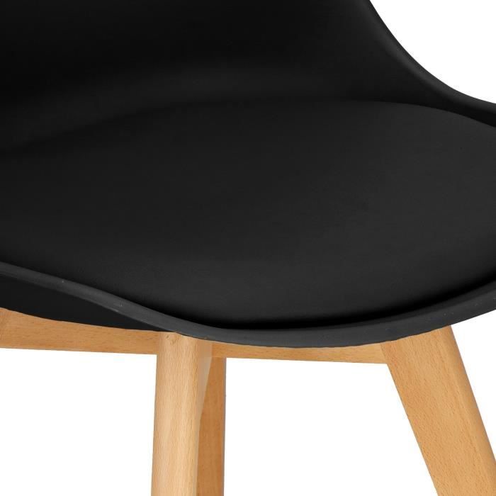 Chaise de cuisine SPRINGOS® avec pieds en bois - Noir - Capacité de charge maximale 125 kg