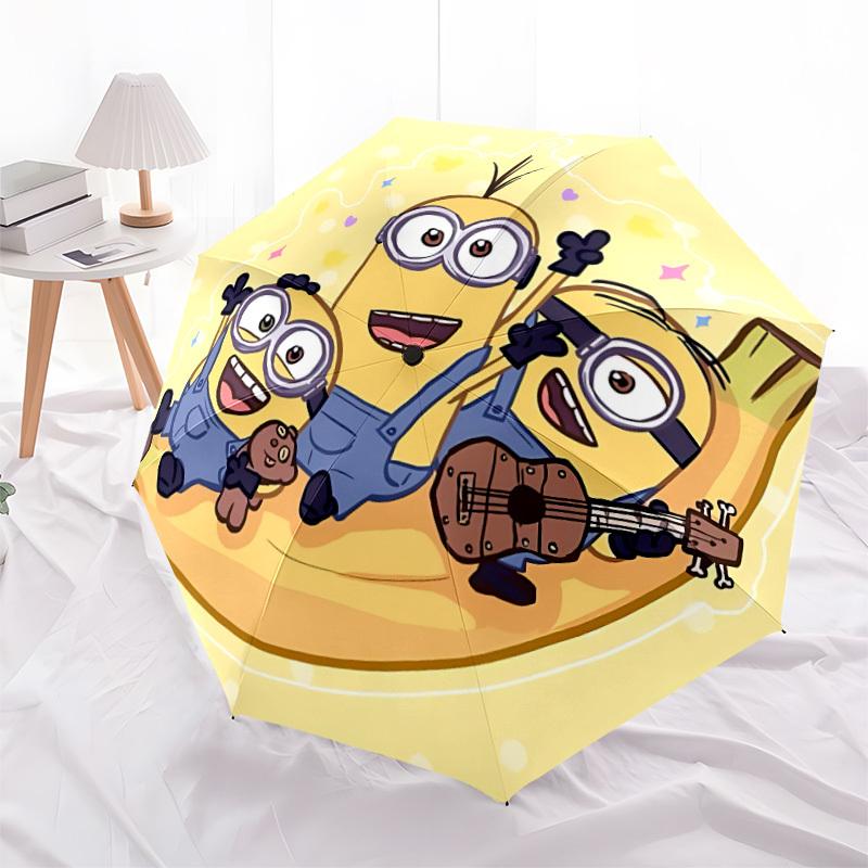 1pz Ombrello Pieghevole Automatico Apri/Chiudi Musica Minions, Struttura a 8 Stecche Antivento, Ombrello Leggero da Viaggio per Donne/Uomini,a0903203