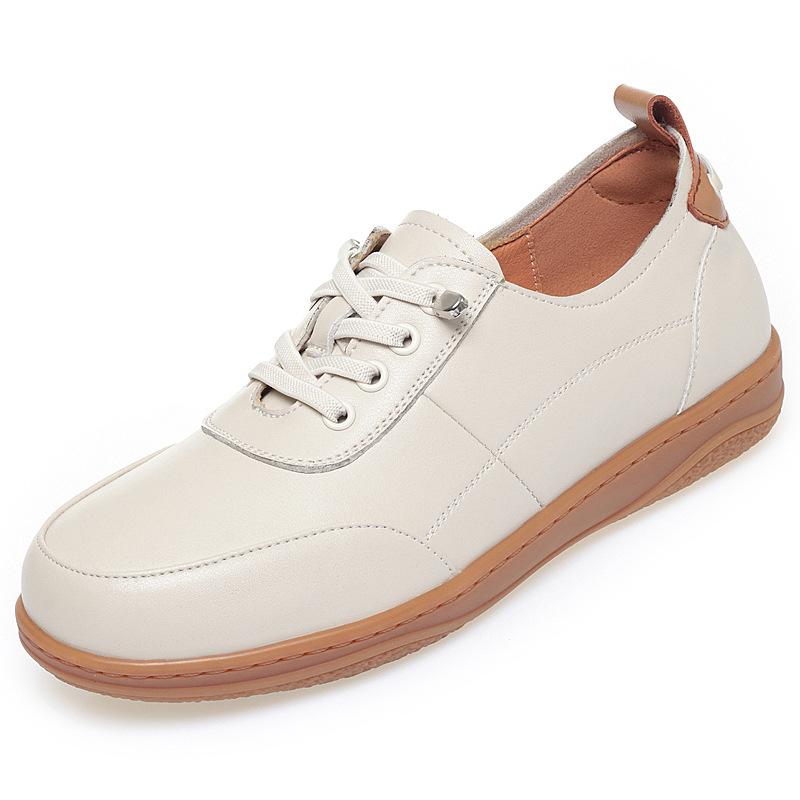 Spring New Women's Shoes Genuine Leather Flat Deep Mouth Single Shoes Plus Size Shoes Casual Soft Sole Comfortable Women's Shoes