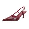 Sexy Burgundy Pointed Sandals Women's 2025 Summer New French Bag Head Single Shoes Temperament Stiletto High Heels