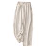 DIMANAF 2026 Summer New Plus Size Women Long Pants Elastic Waist Cotton Linen Vintage Loose Casual Lady Bottoms Clothing