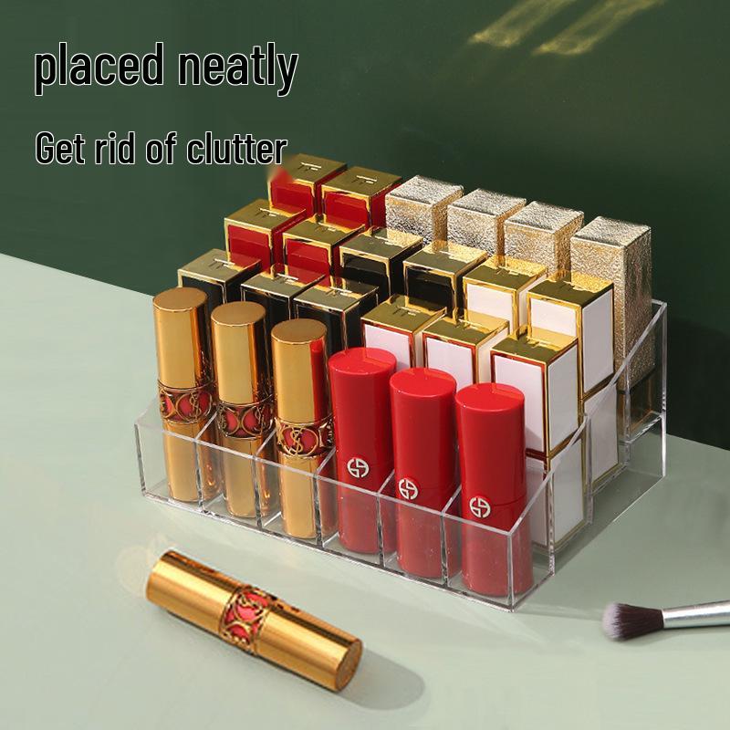 Transparent 24-Slot Lipstick and Nail Polish Organizer Box