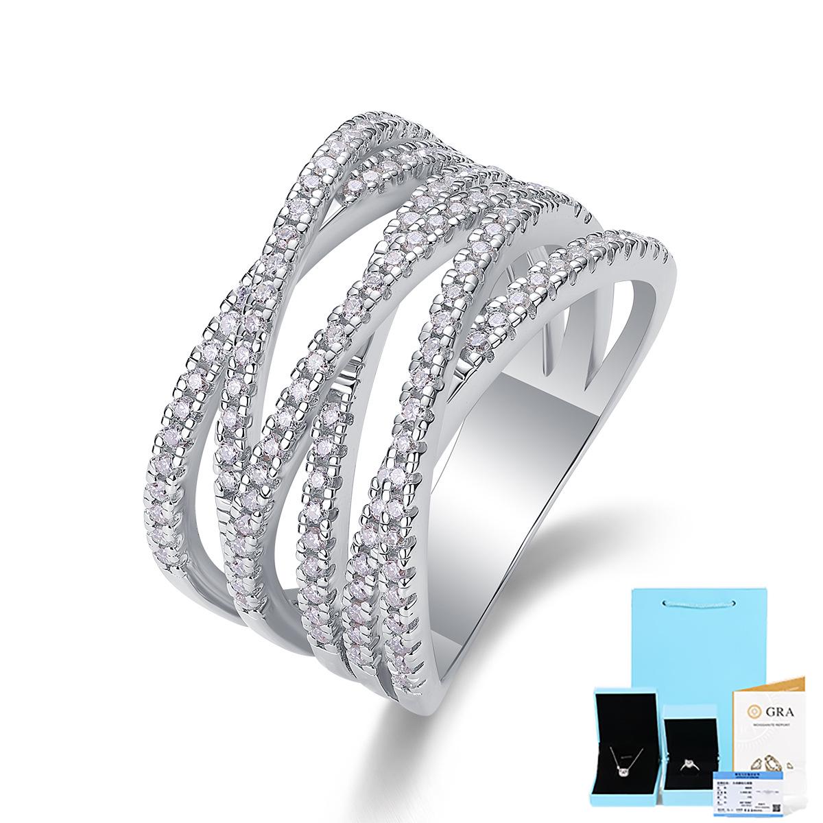 

Кольцо из стерлингового серебра 925 пробы с муассанитом - Высококлассная легкая роскошь в европейско-американском стиле. US size 7