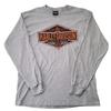 Helt Ny Seneste Model Harley-Davidson Herre Langærmet T-shirt, Grå Hvid Sort Farveblok med Logo Print, Rund Hals Smal Pasform Moto Stil
