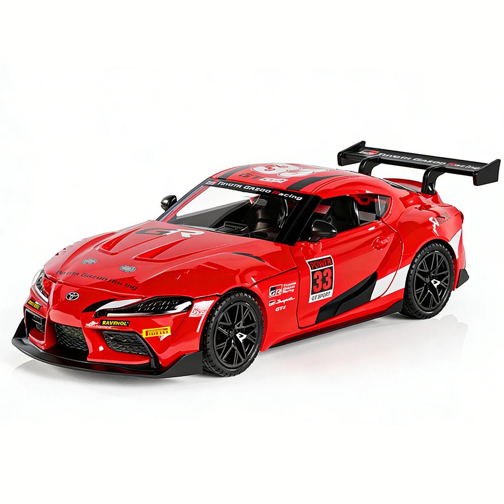 1:32 TOYOTA GR SUPRA Alloy Sports Car Model Diecasts Metal Toy Track Racing Car Vehicles Model Simulation Sound Light Kids Gifts