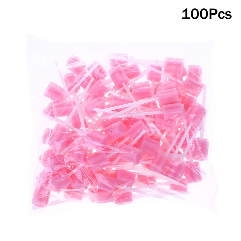 

100Pcs/set Disposable Oral Care Sponge Sticks Oral Swabs Single Use Disinfectant Stick Plum Blossom Shape Cleaning Accessories