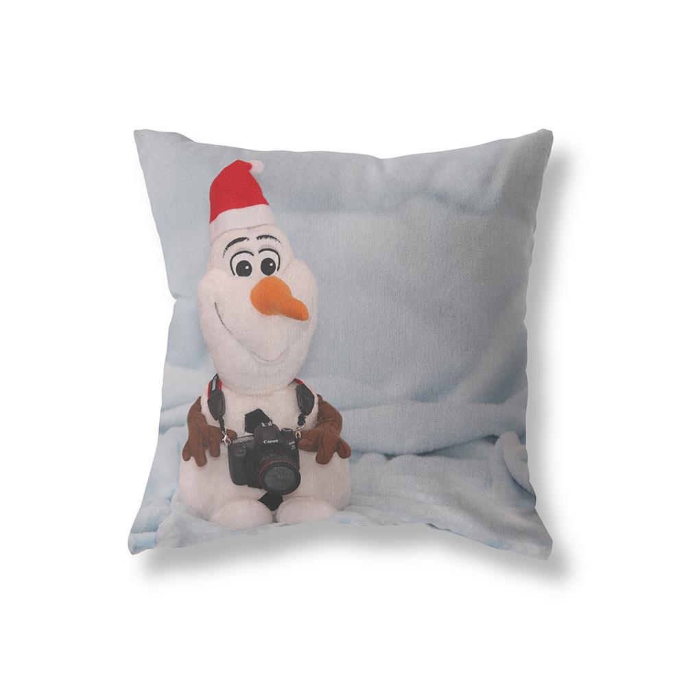 Merry Christmas Cute Snowman Print Pattern Polyester Cushion Cover Home Living Room Sofa Decoration Square Pillow Pillow Cover