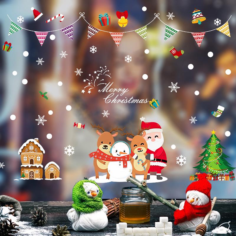 New Christmas Cartoon Wall Sticker, Shopping Mall Shop Window Glass Wall Decoration Painting Sticker