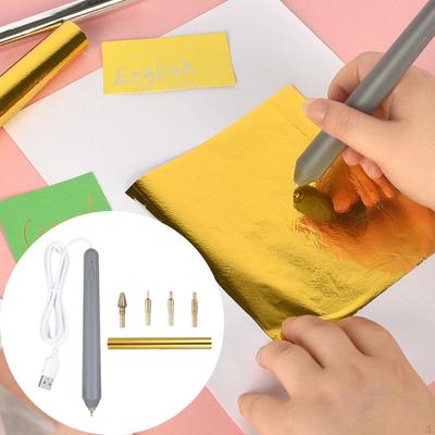 USB Heat Foil Pen Embossing Stamping Easy To Use 6.14x0.71" with 4 Size Interchangeable Tips