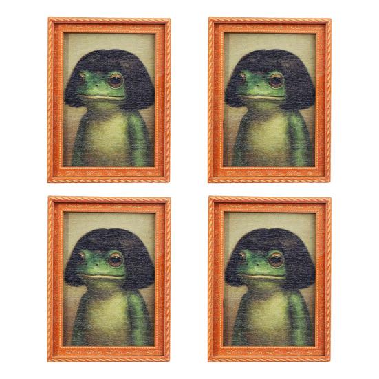 1/2/3/4/5Pcs Frog Fridge Magnet Kitchen Decor Vintage Mini Green Frog Refrigerator Magnet with Wooden Frame Home Office Decoration