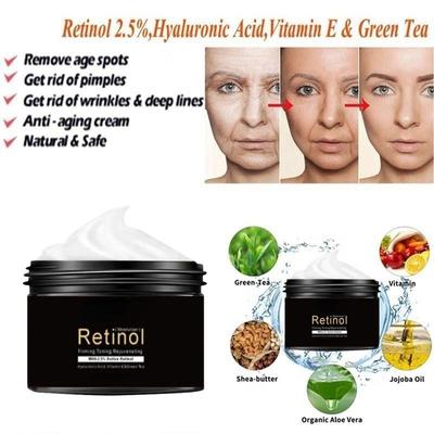 Retinol 2.5% Nemlendirici Yüz Kremi E Vitamini Kollajen Retin Yaşlanma Karşıtı Kırışıklıklar Akne Hyaluronik Asit Yeşil Çay Beyazlatıcı Krem