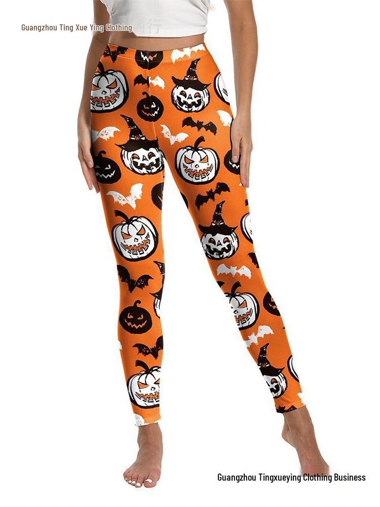 European & American Halloween Pumpkin Festival Women's Yoga Pants with Digital Print