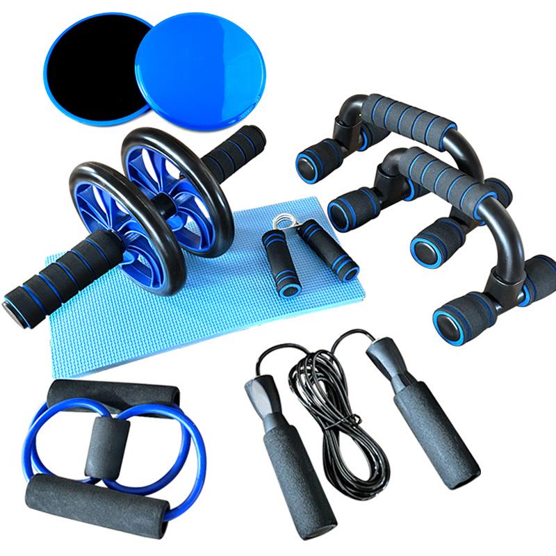 7-Piece Ab Wheel Fitness Set: Includes Push-Up Bars, Jump Rope, and Figure-Eight Resistance Bands