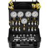 Hydraulic Pressure Test Kit, 10/100/250/400/600bar, 5 Gauges 13 Couplings 14 Tee Connectors 5 Test Hoses, Excavator Hydraulic Test Gauge Set with