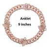 17cm 19cm 23cm 25cm 10mm Width Cuban Chain butterfly Charm Bracelet Anklet for Women Jewelry