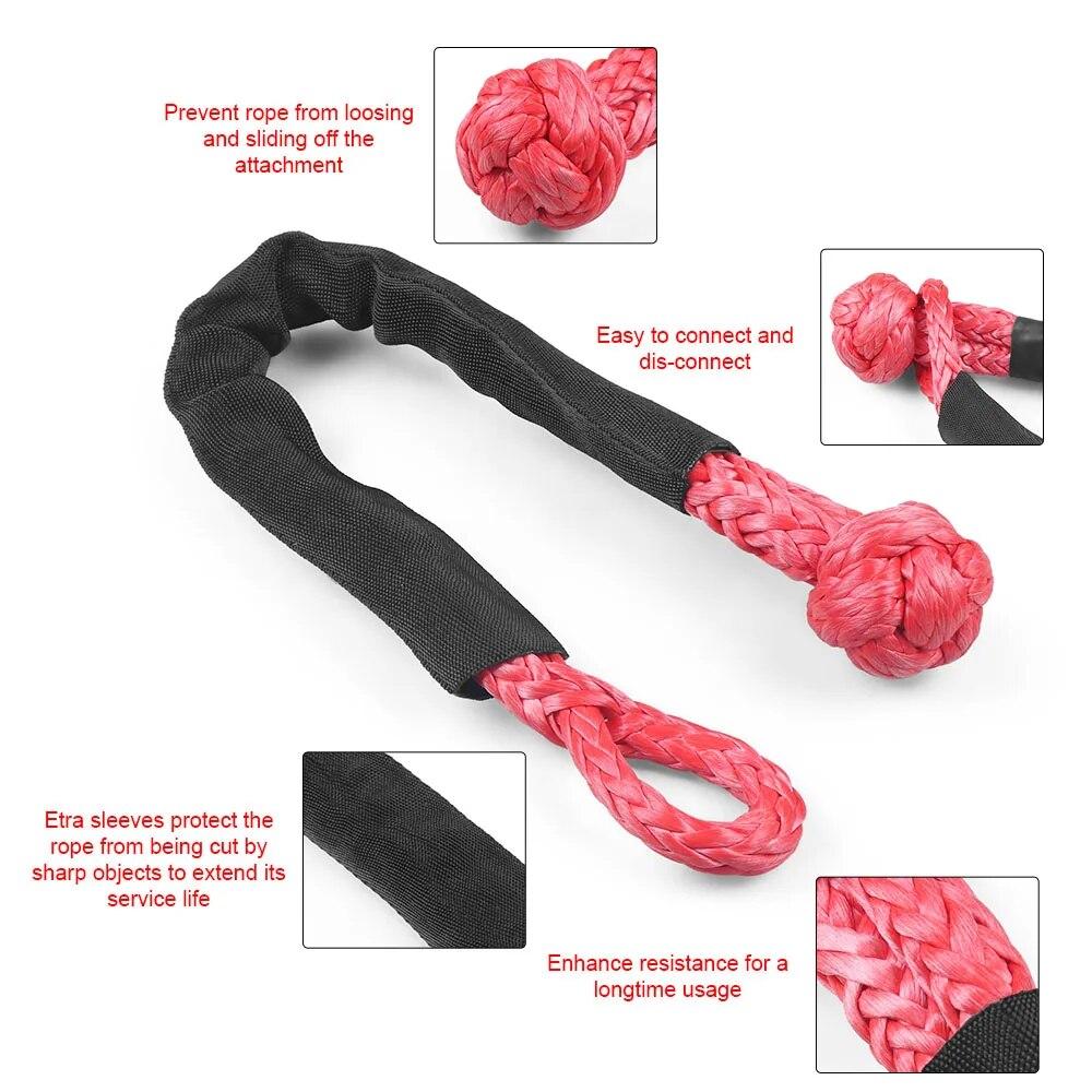 17ton, 37400lbs, Soft Shackle Atv Utv Tow Trailer Hook U Hook Winch Rope Knot Polyethylene Rope Rescue Refitting Self Rescue