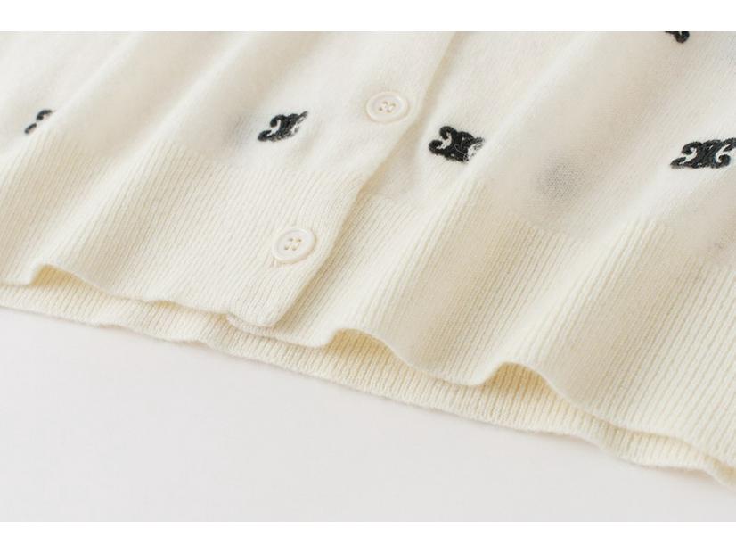 Women's 100% Pure Cashmere Crew Neck Embroidered Loose Sweater