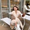 Winter new removable imitation fox hair big fur collar fur coat women's pie overcome thickened warm medium and long