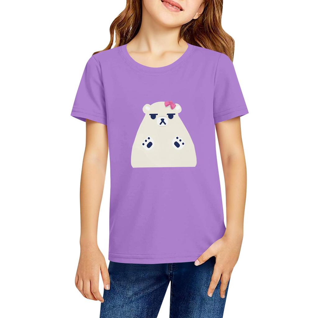 Fashionable Round Neck Short Sleeve Work Clothes Printed Tops For KID Summer Tops