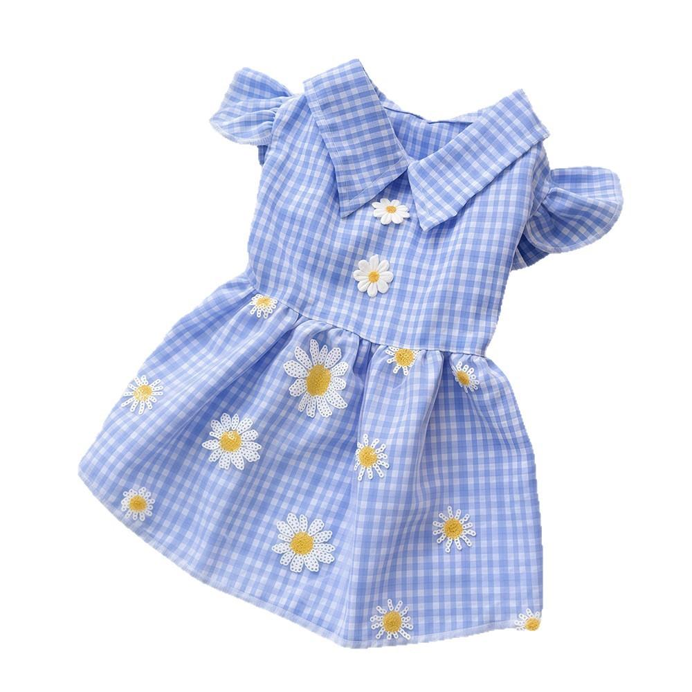 Fashionable Creative Floral & Plaid Print Stylish Pet Skirt
