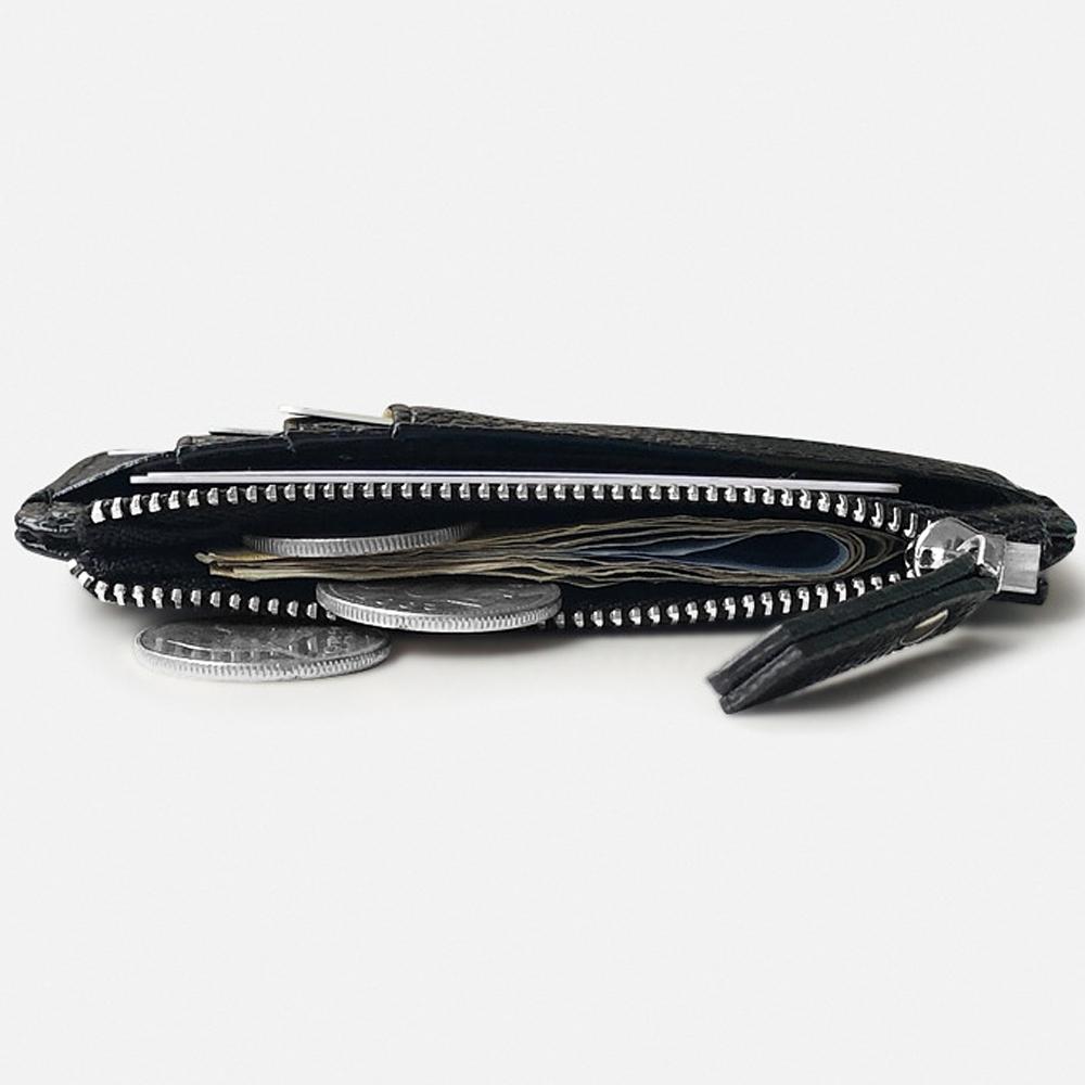 Black Lichee Pattern Leather Multi-purpose Card Wallet Unisex Small Zipper Coin Purse Men's Credit Card Bag ID Card Holders