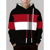 Trendy cool red black and white contrasting digital printed hooded sweatshirt for streetwear men