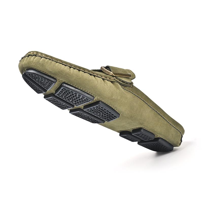 Sommar Andningsbara Herrskor Mode Äkta Läder Halvskor Slip On Mockasiner Casual Halvloafers