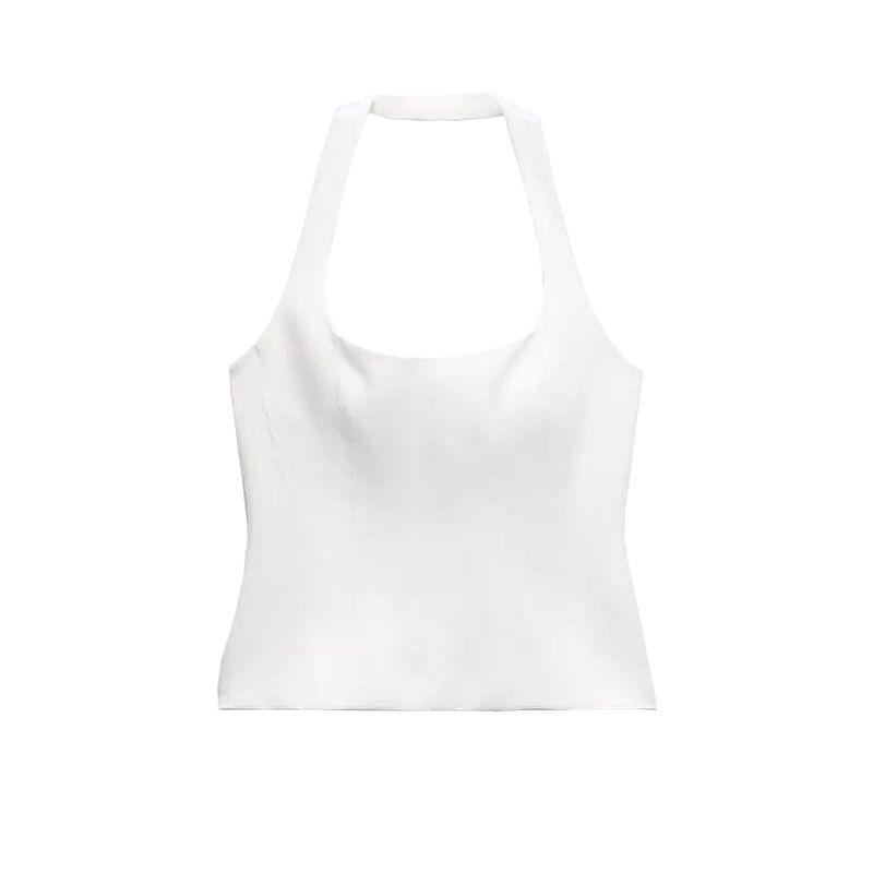 Spring New Sweet and Spicy Easiest for Match Round Neck Sexy Open Back Hanging Collar Silm Tops 4661007 2284777