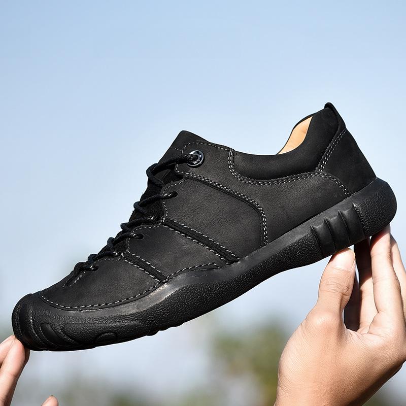 Spring and Autumn Leisure Hiking Boots Waterproof Non-Slip Top Layer Cowhide Outdoor Climbing Boots Men's Leather Sports Men's Shoes